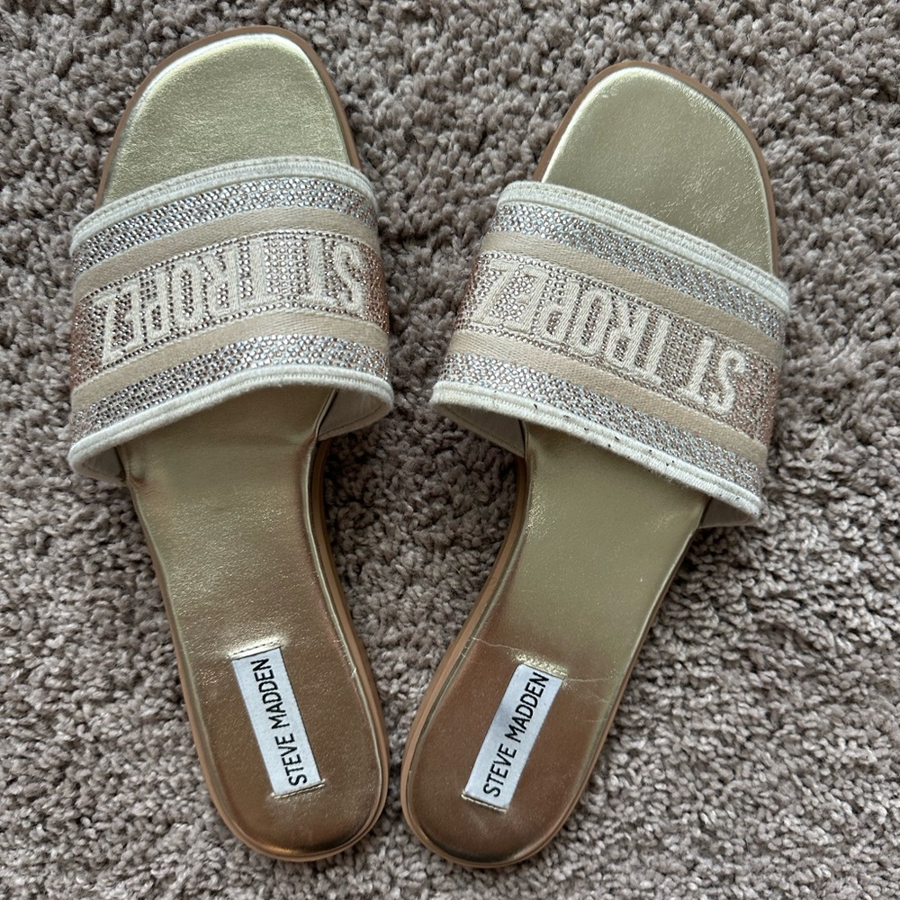 Steve Madden Metallic Gold Slide Sandals